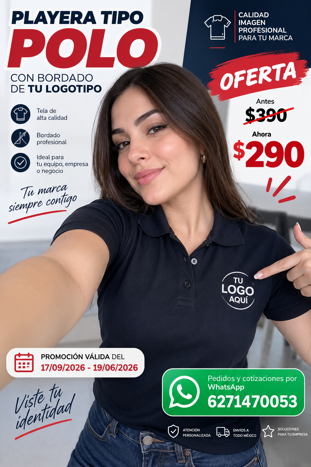 Playera tipo polo bordada | OFERTA DEL MES