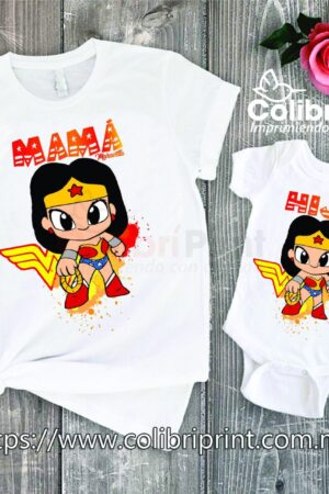 Playera Mamá e Hija | Mujer Maravilla Kwaii