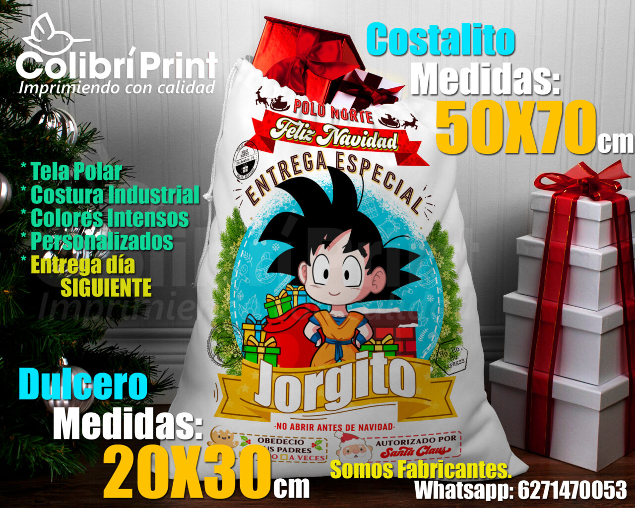 COSTALITOS NAVIDEÑOS 50cm x 70cm GOKÚ – Colibrí Print México COSTALITOS NAVIDEÑOS 50cm x 70cm GOKÚ – Colibrí Print México