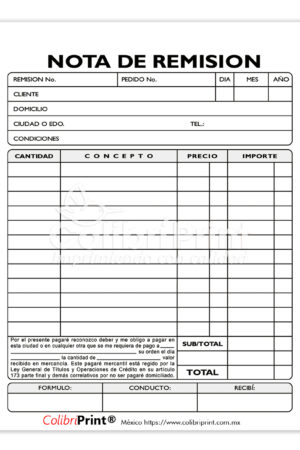 Nota de Remision Original y Copia