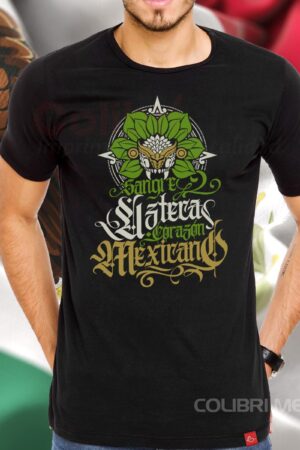 Playera Sangre Azteca Corazón Mexicano caballero