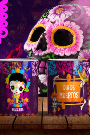 Taza dia de muertos muñequita diseño 6