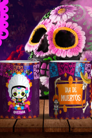Taza dia de muertos muñequita diseño 1