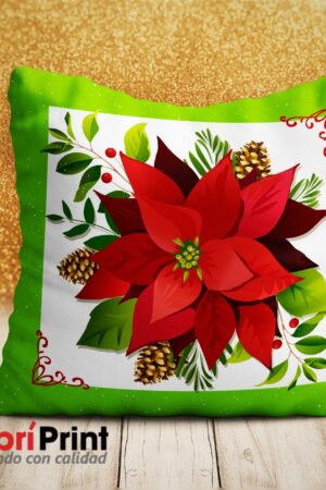 Cojín Navidad Diseño Flor de Noche Buena