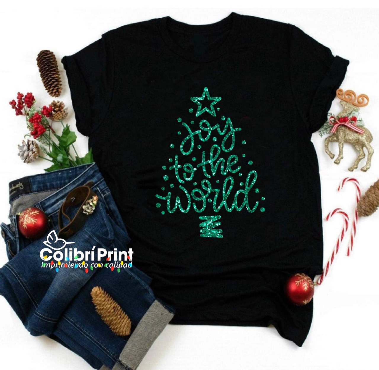 Playera navideña «Alegría para el mundo»