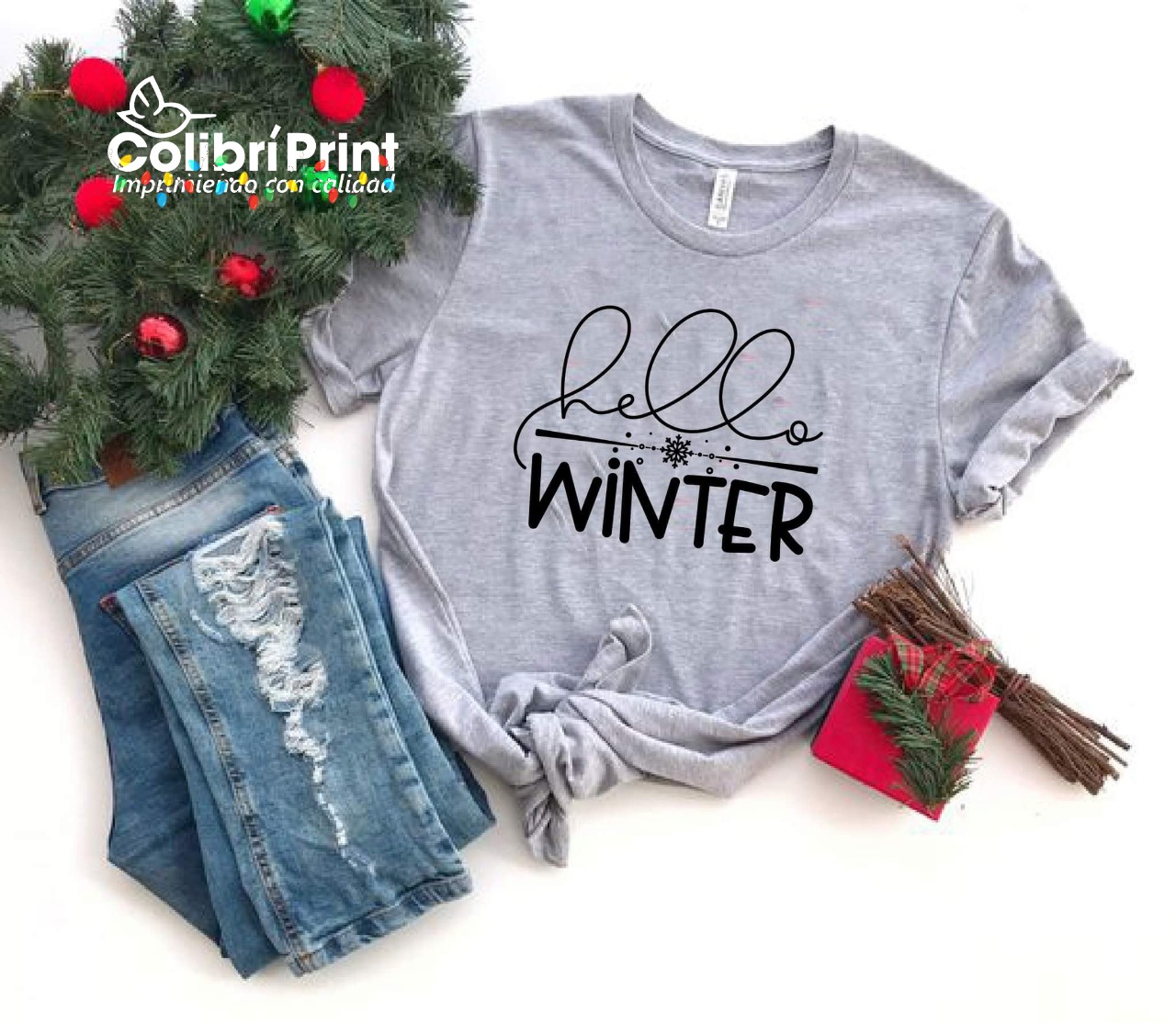 Playera navideña Hello Winter