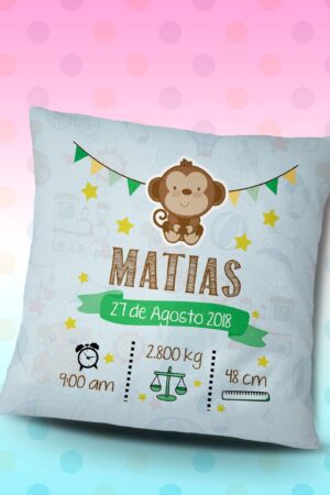 Cojin Personalizado nacimiento tema Changuito