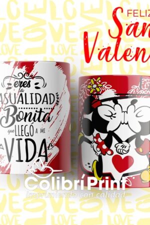 Taza Dibujos Animados Enamorados Mickey y Minnie
