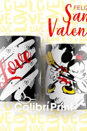 Taza Dibujos Animados Enamorados Mickey y Minnie