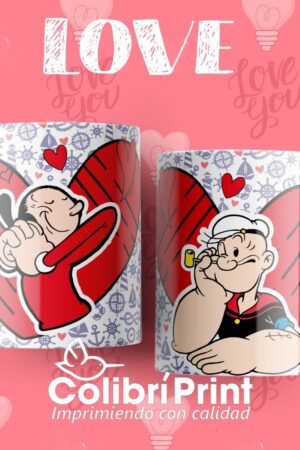 Taza Dibujos Animados Enamorados Popeye y Olivia