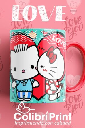Taza Dibujos Animados Enamorados Hello Kitty