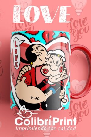 Taza Dibujos Animados Enamorados Olivia y Popeye