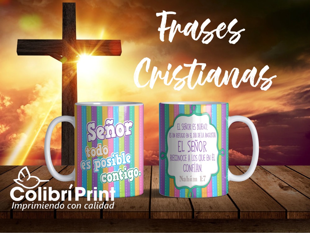 Taza Frases Cristianas «Señor todo es posible contigo» – Colibrí Print  México