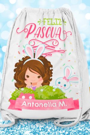 Morralito de pascua niña con conejita