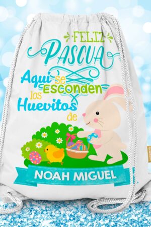 Morralito de pascua conejito con un pollito