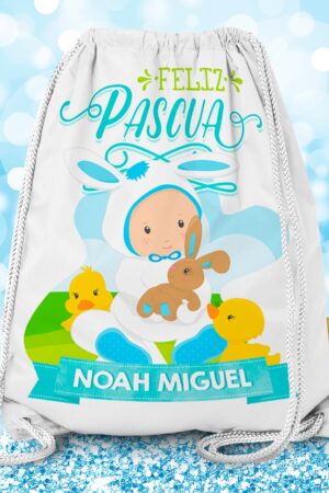 Morralito de pascua niño conejito