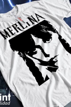 Playera de Merlina Addams Blanco y Negro