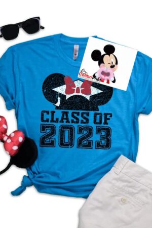 Playera azul graduación minnie