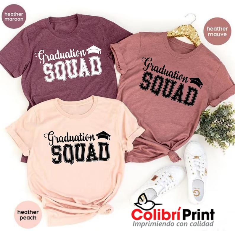 Conjunto de 3 playeras rosas, graduación