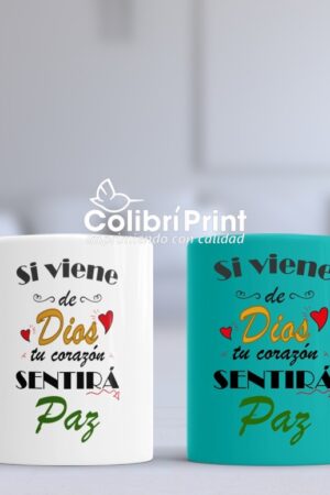 Taza Duo "Si viene de Dios tu corazón sentira paz"