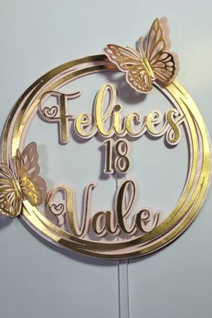 Topper para pastel diseño de 18 años