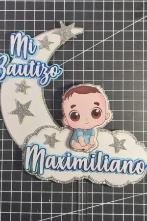 Topper para pastel de bautizo diseño 3