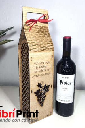 Portabotellas de vino en madera chapada de encino o nogal