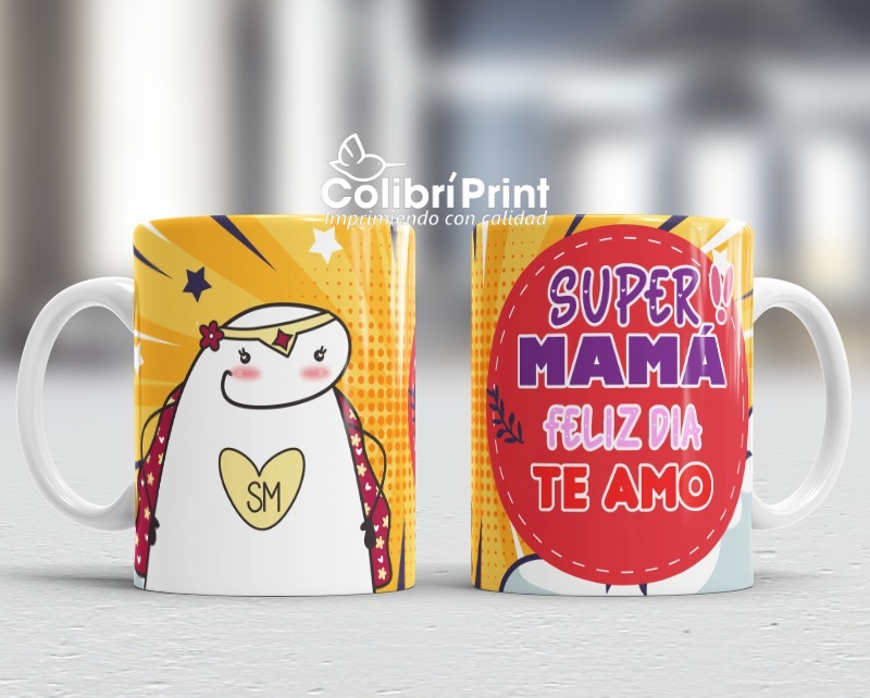 Taza "Super mamá, feliz día, te amo"