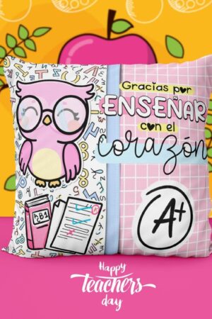 Cojín "Gracias por enseñarme con el corazón"