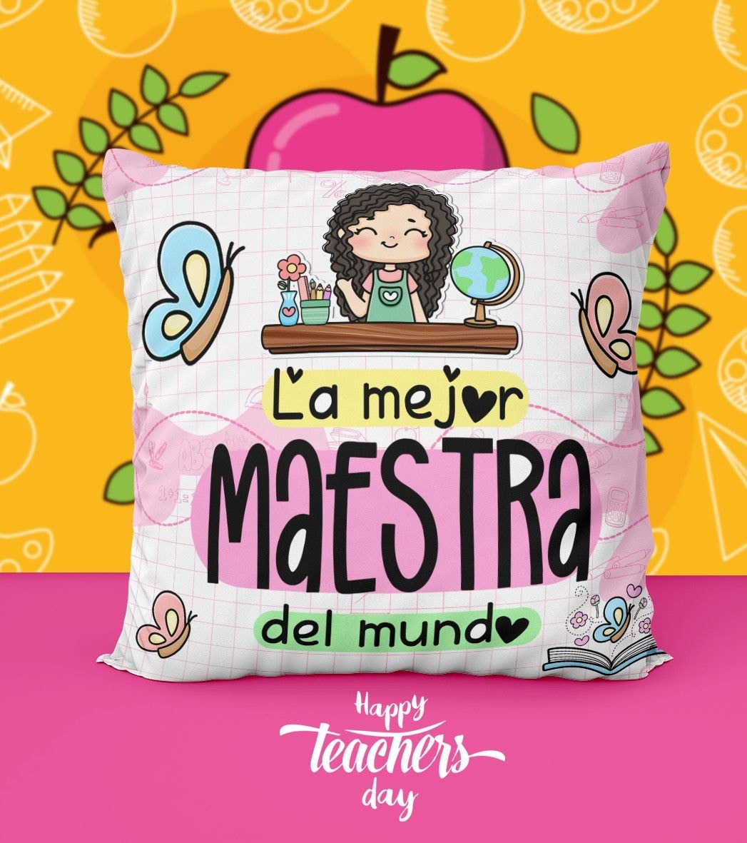 Cojín “La Mejor Maestra Del Mundo” – Colibrí Print México