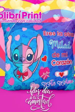 Cojín stitch "Eres la otra mitad de mi corazón"