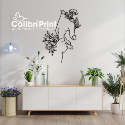 Arte de pared del Día de las Madres, Arte de pared de manos de mamá y bebé con flores