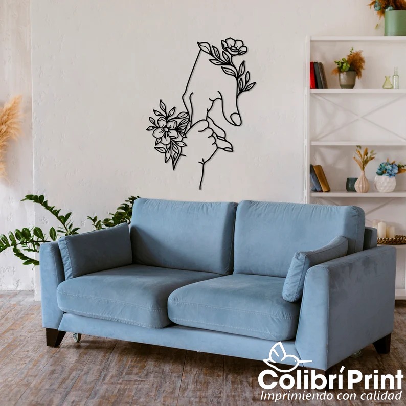 Arte de pared del Día de las Madres, Arte de pared de manos de mamá y bebé con flores - Imagen 5