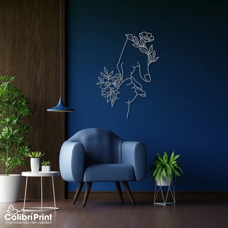 Arte de pared del Día de las Madres, Arte de pared de manos de mamá y bebé con flores - Imagen 3