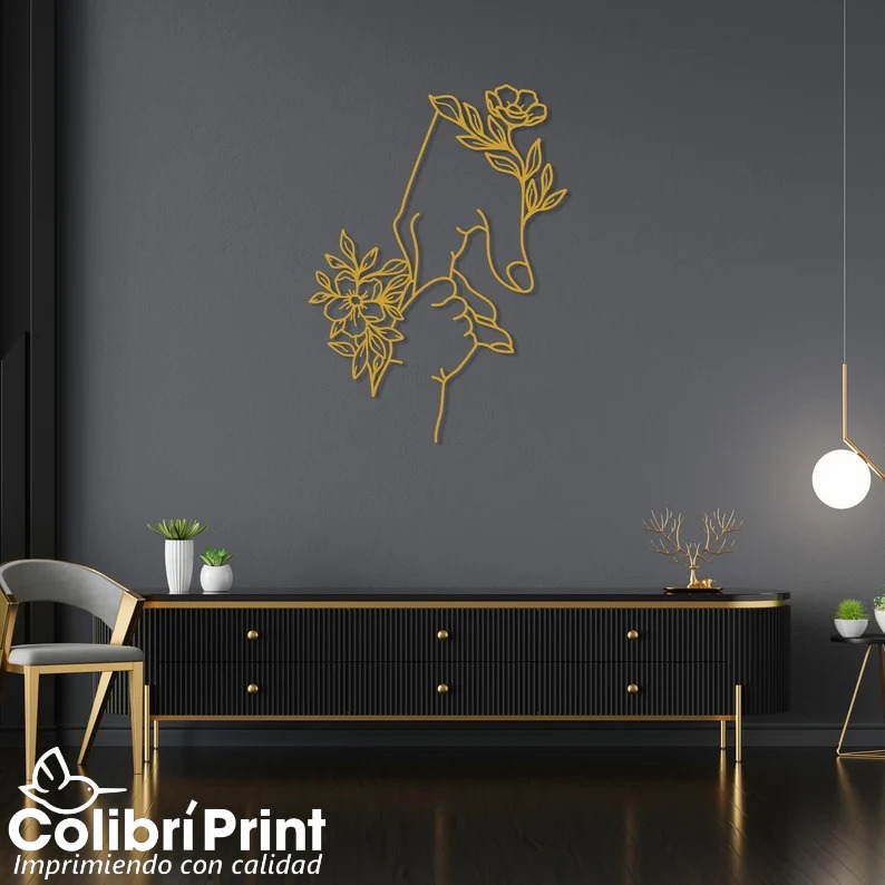 Arte de pared del Día de las Madres, Arte de pared de manos de mamá y bebé con flores